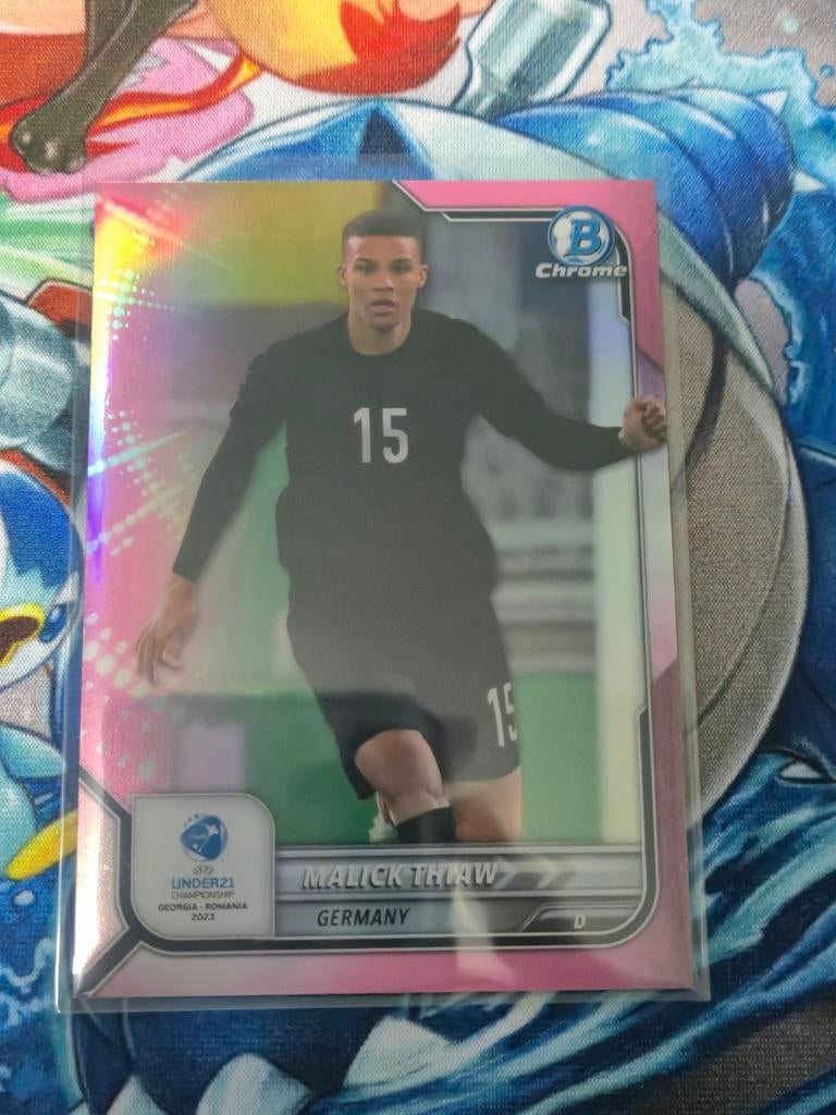 Malick Thiaw 046/150 Bowman Topps Chrome UEFA U21 2023, Hobby en Vrije tijd, Stickers en Plaatjes, Zo goed als nieuw, Plaatje
