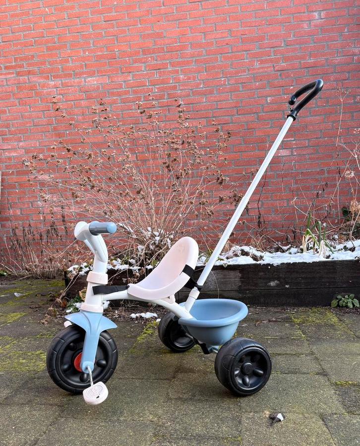 Smoby Baby Balade Plus Blauw Driewieler met Duwstang, Fietsen en Brommers, Fietsen | Driewielers, Zo goed als nieuw, Duwstang