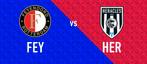 3 tickets Feyenoord - Heracles Almelo vak W1, Losse kaart, Twee personen, Januari