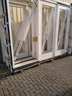 Partij kozijn met dubbele tuindeuren en zijlicht, Nieuw, Ophalen of Verzenden, Buitendeur, Hout