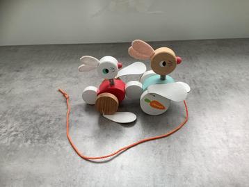 Janod houten Trekfiguur Konijntjes beschikbaar voor biedingen