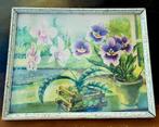 Vintage schilderij roze/paarse orchidee Toen was geluk, Ophalen of Verzenden, Huis en Inrichting