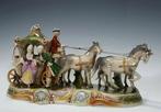 Duits porseleinbeeld Grafenthal koloniaal stel met 4 paarden, Antiek en Kunst, Antiek | Porselein, Ophalen