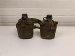 2 xd veldfles veld gles met riem leger millitaria oorlog, Verzamelen, Ophalen of Verzenden, Landmacht, Nederland