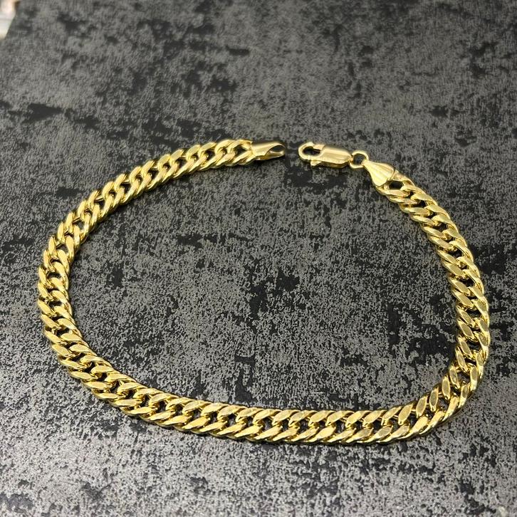 18k gouden armband prachtig schakel cuban gourmet, Sieraden, Tassen en Uiterlijk, Armbanden, Zo goed als nieuw, Goud, Ophalen of Verzenden