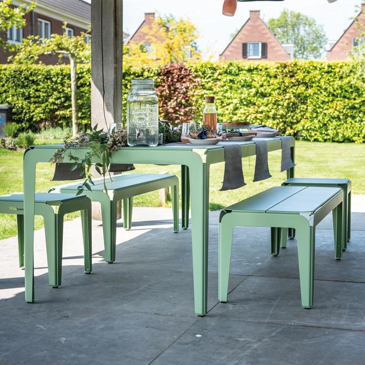 Weltevree Bended Bench Lichtgroen RAL6021 DEMO, Tuin en Terras, Tuinbanken, Nieuw, Aluminium, Ophalen of Verzenden