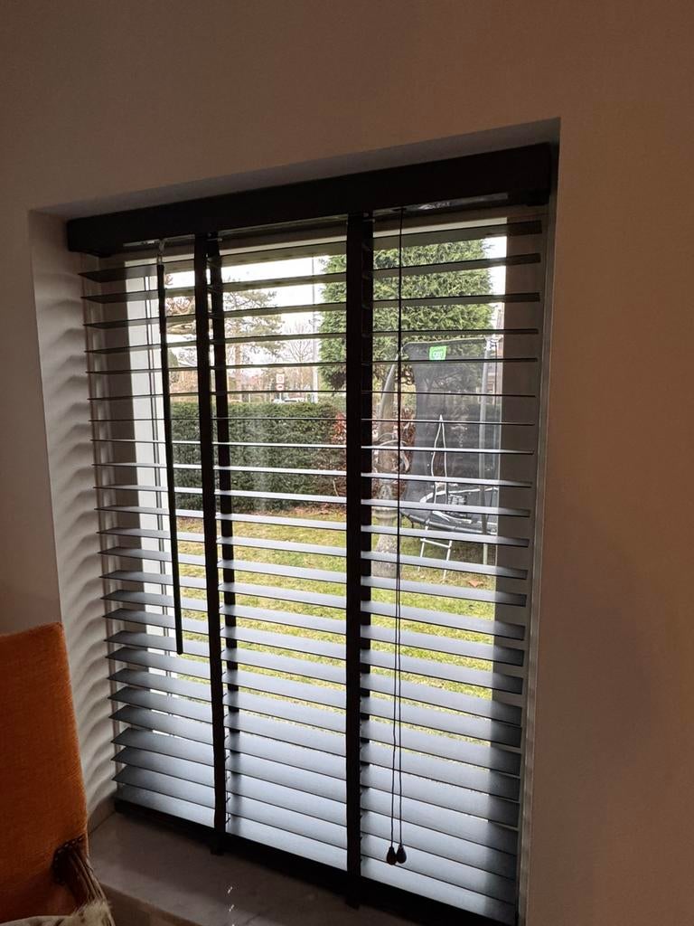 Houten jaloezieën, Huis en Inrichting, Stoffering | Gordijnen en Lamellen, Ophalen, 100 tot 150 cm, 50 tot 100 cm, Zo goed als nieuw