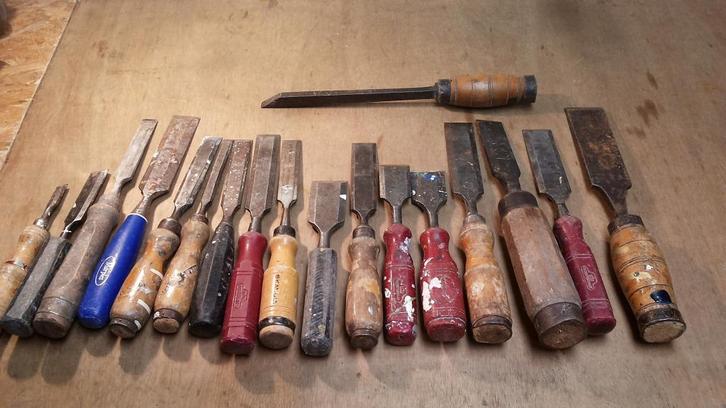 Partij houtbeitels nooitgedagt jmc etc tm 43mm, Doe-het-zelf en Verbouw, Gereedschap | Handgereedschap, Gebruikt, Ophalen of Verzenden