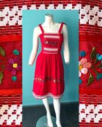Vintage jaren 70 Folklore zomerjurk rood maat S, Kleding | Dames, Jurken, Maat 38/40 (M), Verzenden, Vintage, Gedragen