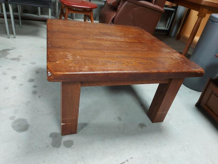 Donker Eiken massieve Salontafel Vierkant - 81x81cm, Huis en Inrichting, Tafels | Salontafels, Gebruikt, Minder dan 50 cm, 50 tot 100 cm