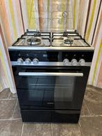 Siemens Zwarte Gasfornuis - Elektrische Oven - WokBrander, Ophalen, Gebruikt, Minder dan 85 cm, 4 kookzones