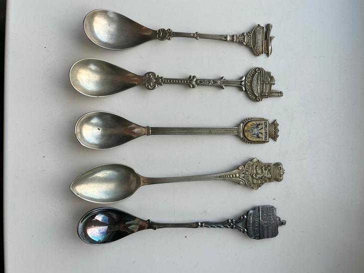 Oude Verzilverde Gedenk Lepeltjes, Antiek en Kunst, Antiek | Bestek, Ophalen of Verzenden
