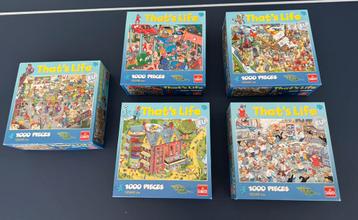 Set van 5x Thats life drukke puzzel 1000 stukjes goliath beschikbaar voor biedingen