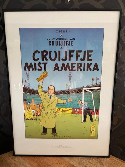 Cruijffje mist Amerika tintin gesigneerde editie, Verzamelen, Stripfiguren, Zo goed als nieuw, Overige typen, Kuifje, Ophalen of Verzenden