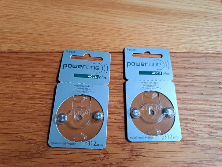 PowerOne 2 sets P312 bruin PowerOne oplaadbare hoorbatterij, Diversen, Verpleegmiddelen, Zo goed als nieuw, Ophalen of Verzenden
