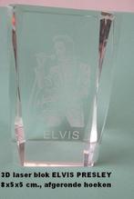ELVIS PRESLEY, 3 D kristal blok 8x5x5 cm. nieuw, Ophalen of Verzenden, Nieuw, Pop, Beeldje of Miniatuur