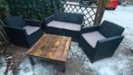 3-delige tuinset met tafeltje - Wicker, 2 zitplaatsen, Gebruikt, Bijzettafel, Ophalen of Verzenden