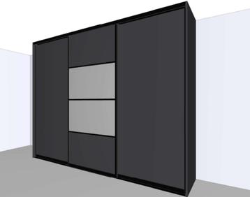 Twee schuifdeuren zwart glas (Diamond black 9005) beschikbaar voor biedingen