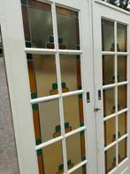 Set schuif / en-suite deuren met glas in lood 212x145cm., Antiek en Kunst, Ophalen