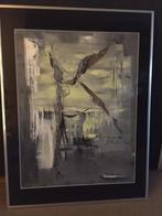 Acryl verf op doek schilderij , in mooie lijst met glas . Bu, Oorspronkelijke maker, Nieuw, Ophalen of Verzenden, Schilderij