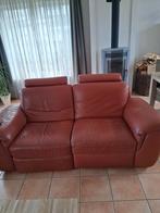 Leren bankstel, Huis en Inrichting, Banken | Bankstellen, Gebruikt, Ophalen of Verzenden, Rechte bank, Vierpersoons of meer