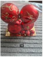 4 grote en 3 kleine rode kerstballen h, Diversen, Kerst, Onbekend, Ophalen of Verzenden, Zo goed als nieuw, Losse verkoop