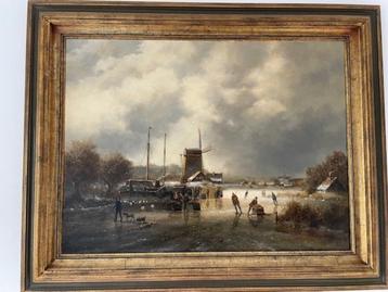 Schilderij wintertafareel A.J.Temming