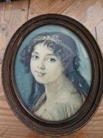 Brocante prent in bolglas lijstje, Antiek en Kunst, Curiosa en Brocante, Ophalen of Verzenden