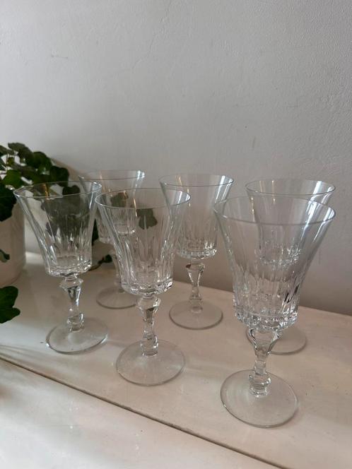 Set van 6 vintage kristallen glazen jaren 60, Antiek en Kunst, Antiek | Glas en Kristal, Ophalen of Verzenden