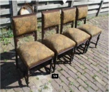 4 Prachtige Antieke houten Stoelen