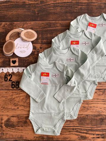 Baby unisex 4x romper lange mouw mint groen maat 62/68 beschikbaar voor biedingen