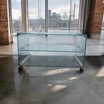 vintage glazen bar cart / bijzettafeltje GALLOTTI & RADICE, Huis en Inrichting, Tafels | Bijzettafels, Minder dan 55 cm, Rond