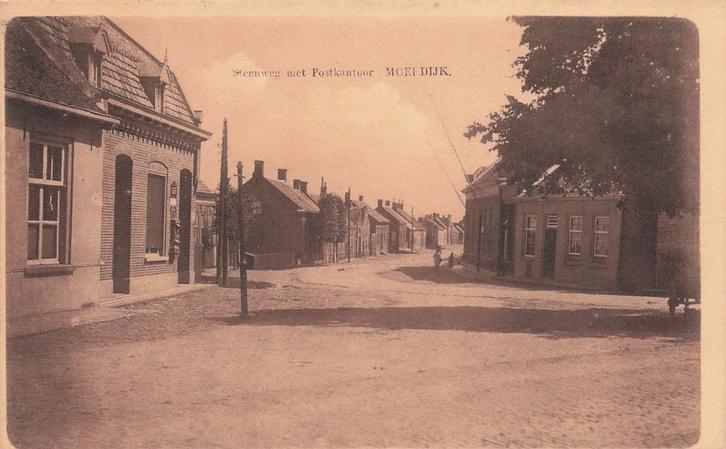 V49 Moerdijk Steenweg met Postkantoor - 1914 -, Verzamelen, Ansichtkaarten | Nederland, Gelopen, Noord-Brabant, Voor 1920, Ophalen of Verzenden