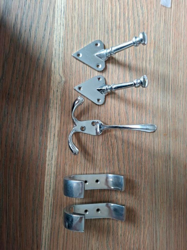 5 Chrome Haken - Verschillende Modellen, Huis en Inrichting, Woonaccessoires | Kapstokken, Nieuw, Wandhaken, Minder dan 100 cm