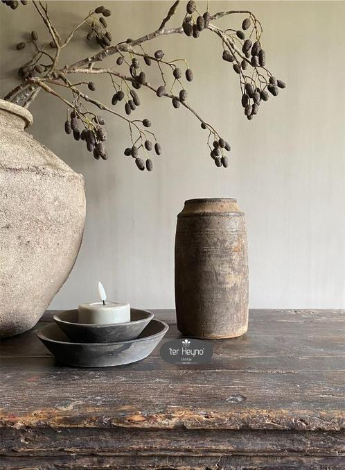 Oude houten pot kruik Aura Peeperkorn stoer sober landelijk, Huis en Inrichting, Woonaccessoires | Overige, Nieuw, Verzenden