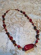 Koraalrode luxe ketting glas en steen, Ophalen of Verzenden, Nieuw, Rood