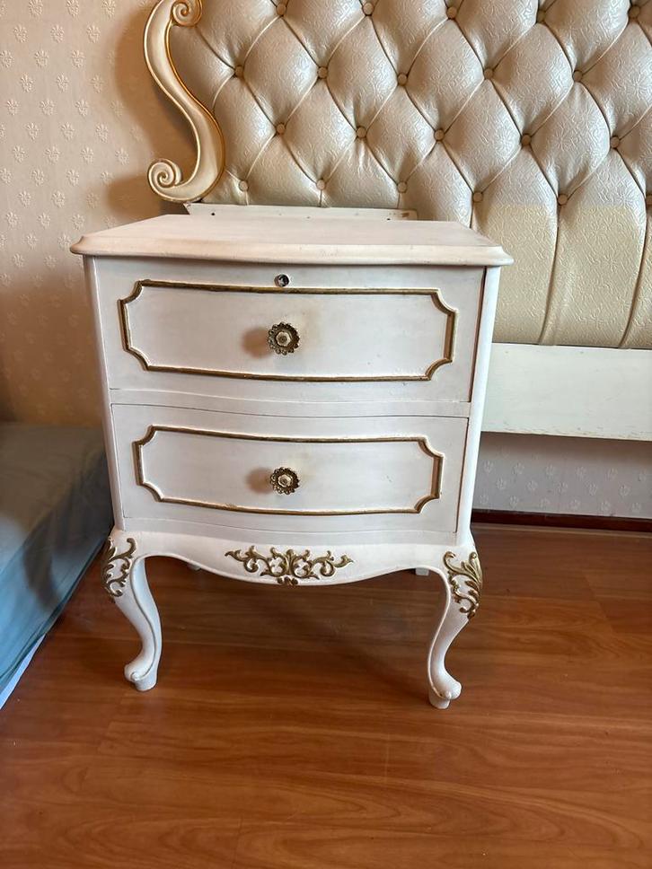 Vintage Nachtkastje met Lades, Huis en Inrichting, Slaapkamer | Nachtkastjes, Gebruikt, Minder dan 55 cm, Minder dan 45 cm, Hout
