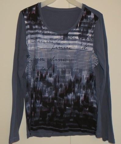 Shirt lange mouw donkerblauw met prints maat XXL, Ophalen of Verzenden, Zo goed als nieuw, Blauw, Shirt of Top