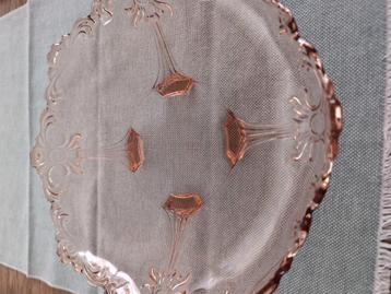 Art deco zalmroze glazen fruitschaal 1920/1940 beschikbaar voor biedingen