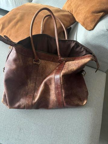 Leren Reistas / Weekendtas – Echt Leder, Vintage Look beschikbaar voor biedingen
