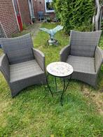 2 tuinstoelen en mozaiktafeltje, Ophalen, Gebruikt