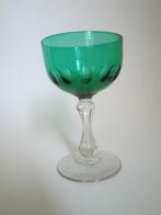 Val St.Lambert glas geslepen olijf luchtbel groen steel., Ophalen of Verzenden