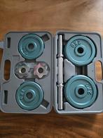 Vintage dumbell set 10 kg in koffer, Ophalen of Verzenden, Gebruikt, Dumbbell