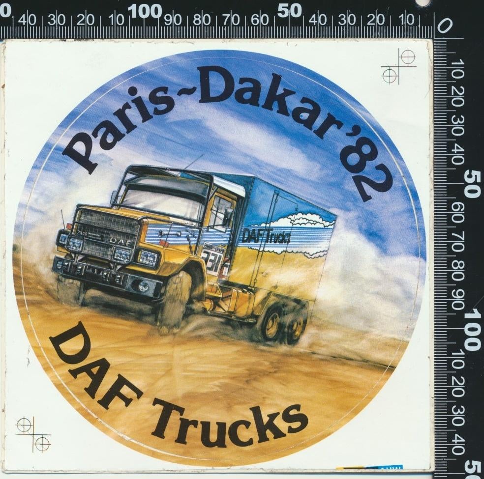 Sticker: Daf Trucks - Rally Paris - Dakar 1982 (2), Ophalen of Verzenden, Zo goed als nieuw, Bedrijf of Vereniging