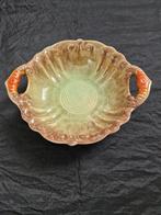 Vintage schaal met oortjes, bruin oranje groen, 27cm, Ophalen of Verzenden
