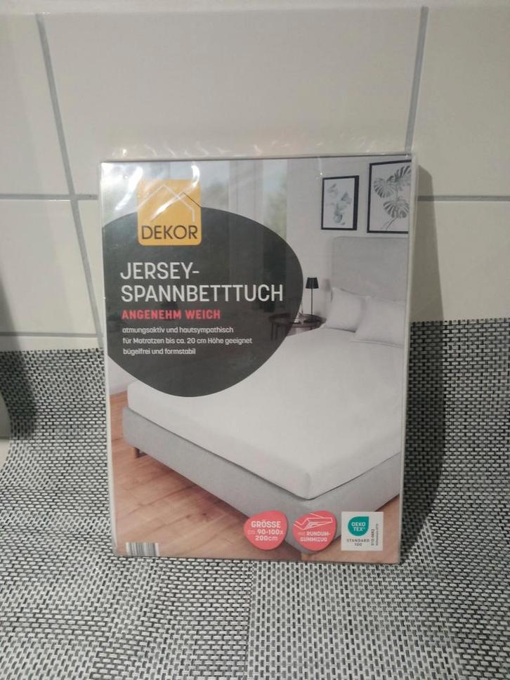 Nieuw Jersey hoeslaken 90-100x200cm wit, Huis en Inrichting, Slaapkamer | Beddengoed, Nieuw, Hoeslaken of Sloop, Eenpersoons, Wit