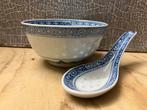 Vintage Chinese Rijstkommen met Lepels draak decor, Ophalen of Verzenden