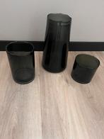 Compleet set vaas en 2 kaarsen kandelaars, Ophalen, Overige kleuren, Minder dan 50 cm, Glas