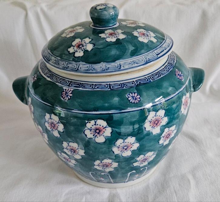 Chinese Gemberpot met Deksel - 18cm, Antiek en Kunst, Antiek | Keramiek en Aardewerk, Ophalen of Verzenden