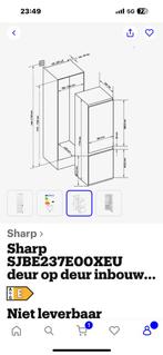 Inbouw koelkast sharp, Witgoed en Apparatuur, Koelkasten en IJskasten, 200 liter of meer, 60 cm of meer, Met aparte vriezer, Zo goed als nieuw